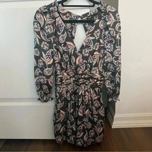 Maje Isley Wrap-effect Printed Satin Playsuit- Size 36; Like New without tags - Picture 1 of 16